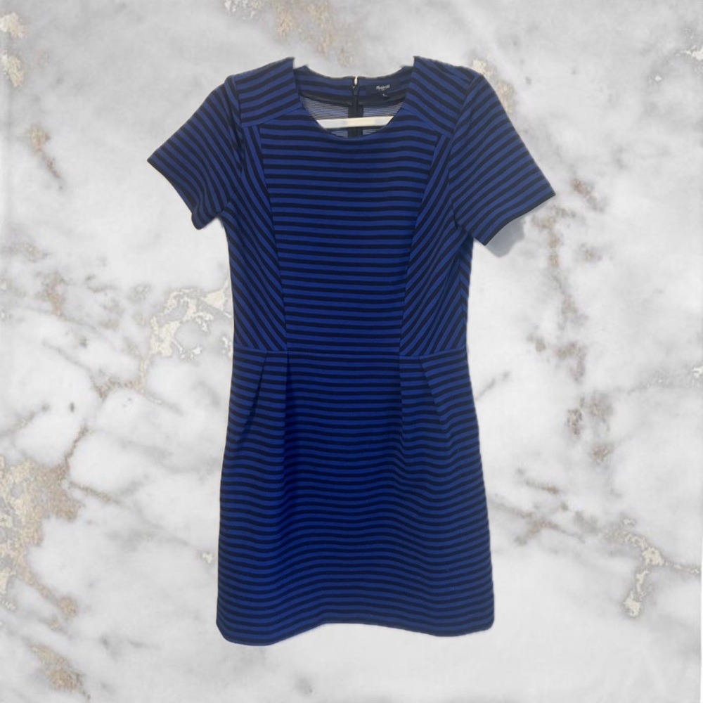 Madewell Gallerist Ponte Blue & Black Stripe Dress Size 6